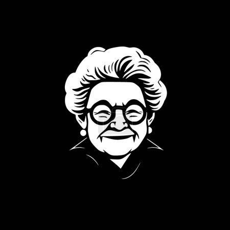 Téléchargez les illustrations : Grand-mère - logo minimaliste et plat - illustration vectorielle - en licence libre de droit