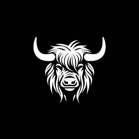 Téléchargez les illustrations : Vache des Highlands - silhouette minimaliste et simple - illustration vectorielle - en licence libre de droit