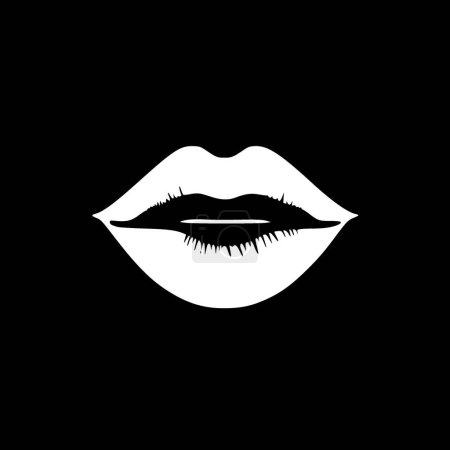 Téléchargez les illustrations : Lèvres - icône isolée en noir et blanc - illustration vectorielle - en licence libre de droit
