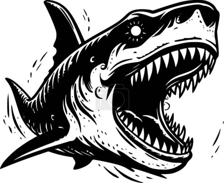 Téléchargez les illustrations : Requin - silhouette minimaliste et simple - illustration vectorielle - en licence libre de droit