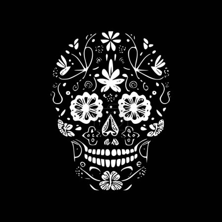 Téléchargez les illustrations : Crâne de sucre - silhouette minimaliste et simple - illustration vectorielle - en licence libre de droit
