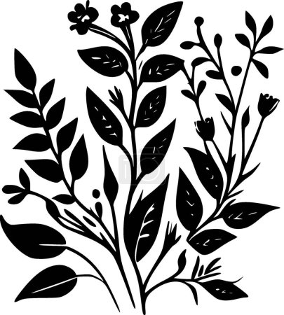 Ilustración de Flores vintage - silueta minimalista y simple - ilustración vectorial - Imagen libre de derechos