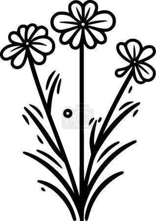 Téléchargez les illustrations : Fleurs sauvages - silhouette minimaliste et simple - illustration vectorielle - en licence libre de droit