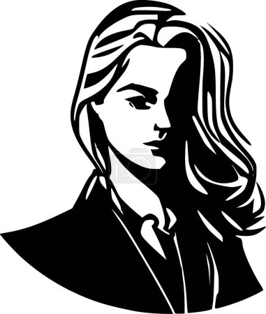 Illustration for Woman - black and white vector illustration - Royalty Free Image