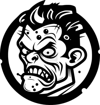 Illustration for Zombie - minimalist and flat logo - vector illustration - Royalty Free Image