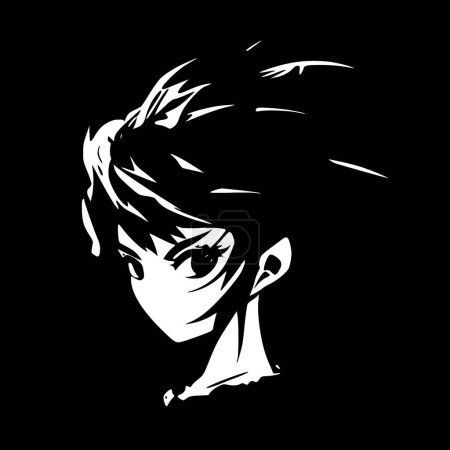Illustration for Anime - black and white vector illustration - Royalty Free Image