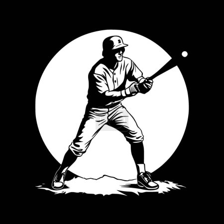 Téléchargez les illustrations : Baseball - illustration vectorielle en noir et blanc - en licence libre de droit