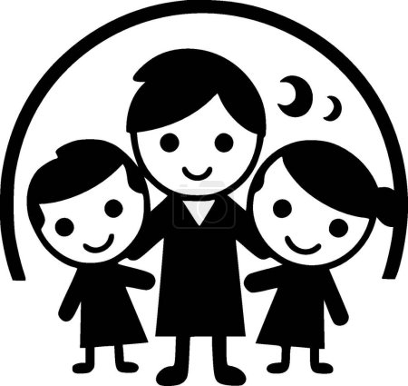 Téléchargez les illustrations : Enfants - logo minimaliste et plat - illustration vectorielle - en licence libre de droit