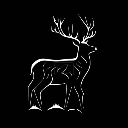 Illustration for Deer - black and white isolated icon - vector illustration - Royalty Free Image