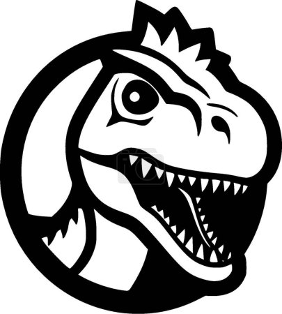 Ilustración de Dino - ilustración vectorial en blanco y negro - Imagen libre de derechos