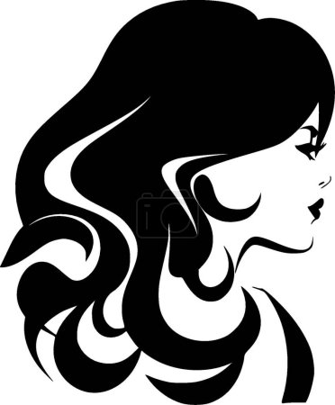 Ilustración de Cabello - icono aislado en blanco y negro - ilustración vectorial - Imagen libre de derechos