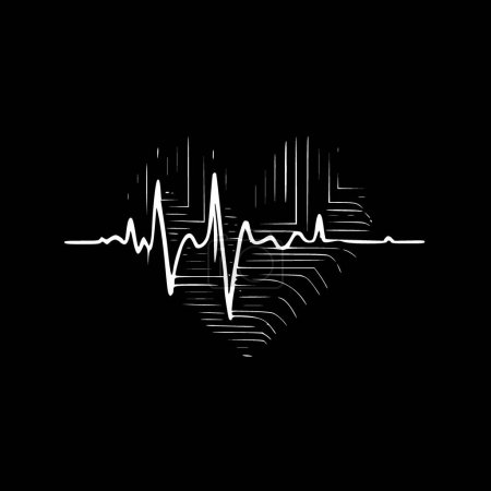Téléchargez les illustrations : Heartbeat - illustration vectorielle en noir et blanc - en licence libre de droit