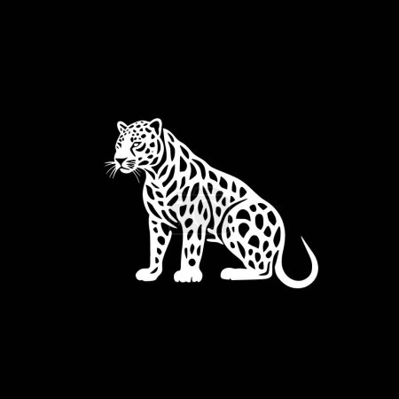 Ilustración de Leopardo - icono aislado en blanco y negro - ilustración vectorial - Imagen libre de derechos