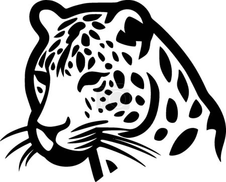 Illustration for Leopard - black and white vector illustration - Royalty Free Image