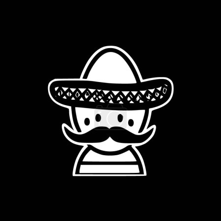 Téléchargez les illustrations : Mexique - icône isolée en noir et blanc - illustration vectorielle - en licence libre de droit