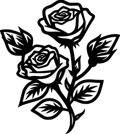 Ilustración de Rosas - icono aislado en blanco y negro - ilustración vectorial - Imagen libre de derechos