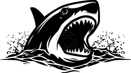 Téléchargez les illustrations : Requin - illustration vectorielle en noir et blanc - en licence libre de droit
