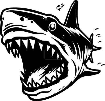Ilustración de Shark - icono aislado en blanco y negro - ilustración vectorial - Imagen libre de derechos