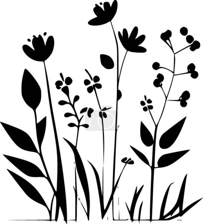 Téléchargez les illustrations : Fleurs printanières - illustration vectorielle en noir et blanc - en licence libre de droit
