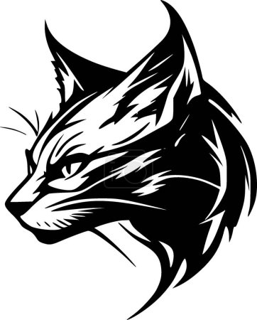 Téléchargez les illustrations : Wildcat - illustration vectorielle en noir et blanc - en licence libre de droit