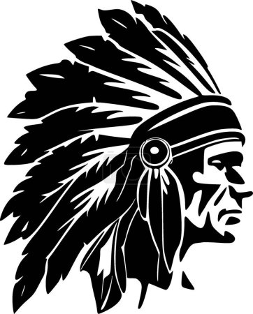 Illustration for Chiefs - black and white vector illustration - Royalty Free Image