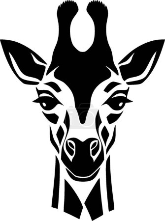 Téléchargez les illustrations : Girafe - illustration vectorielle noir et blanc - en licence libre de droit
