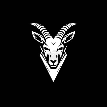 Téléchargez les illustrations : Chèvre - icône isolée en noir et blanc - illustration vectorielle - en licence libre de droit