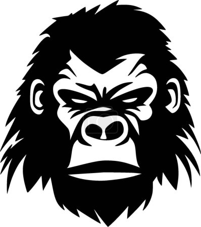 Ilustración de Gorila - ilustración vectorial en blanco y negro - Imagen libre de derechos