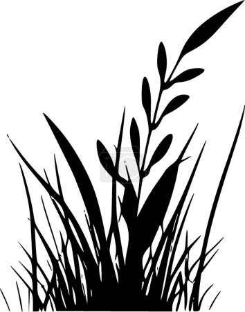 Illustration for Grass - black and white isolated icon - vector illustration - Royalty Free Image