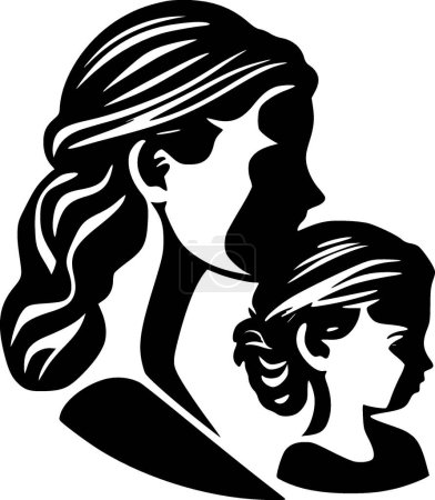 Ilustración de Madre hija - logo minimalista y plano - ilustración vectorial - Imagen libre de derechos