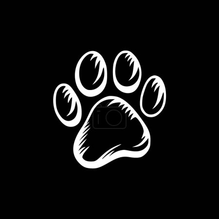 Illustration for Paw print - black and white vector illustration - Royalty Free Image
