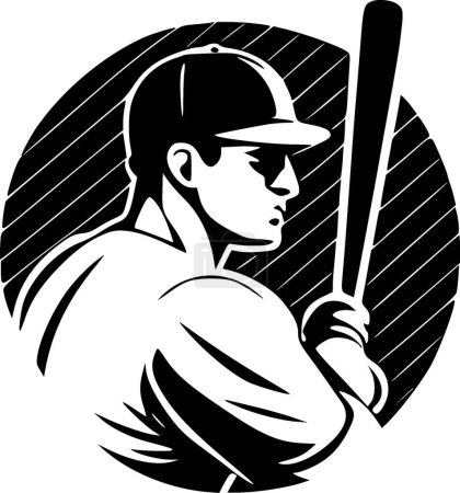 Illustration for Retro baseball - black and white isolated icon - vector illustration - Royalty Free Image