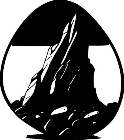 Illustration for Rock - black and white isolated icon - vector illustration - Royalty Free Image