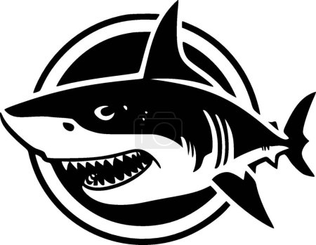 Ilustración de Tiburón - ilustración vectorial en blanco y negro - Imagen libre de derechos