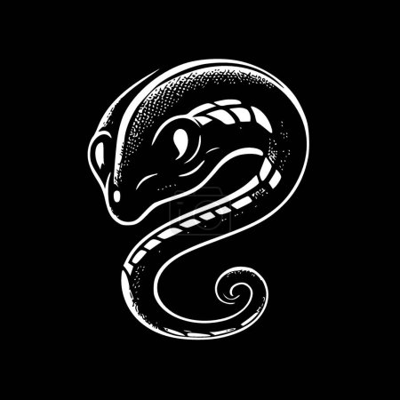 Illustration for Snake - black and white isolated icon - vector illustration - Royalty Free Image