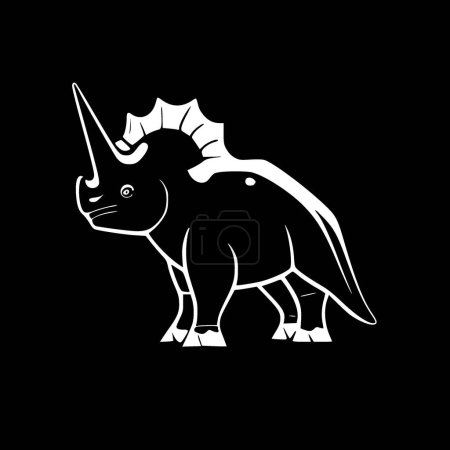 Ilustración de Triceratops - ilustración vectorial en blanco y negro - Imagen libre de derechos