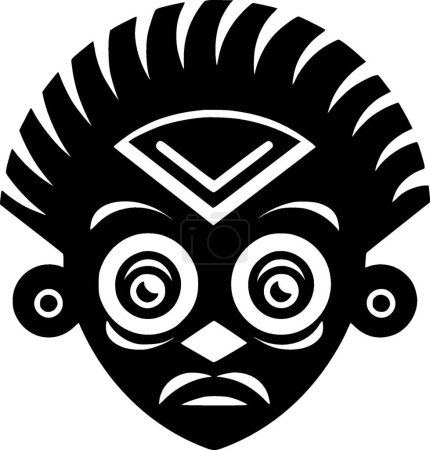 Illustration for African - black and white vector illustration - Royalty Free Image
