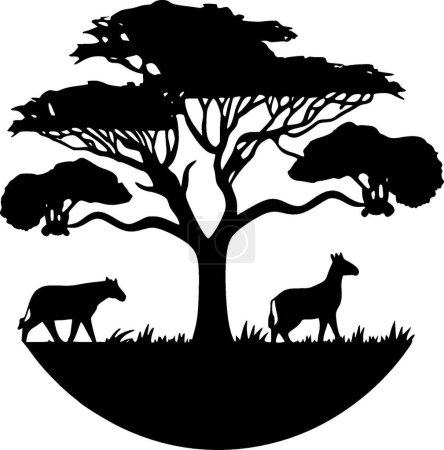 Illustration for Africa - black and white isolated icon - vector illustration - Royalty Free Image