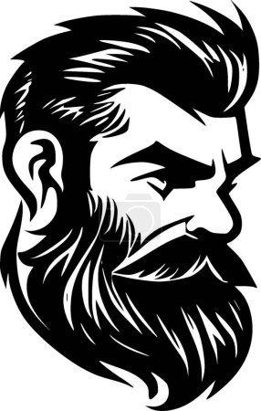 Beard - black and white vector illustration