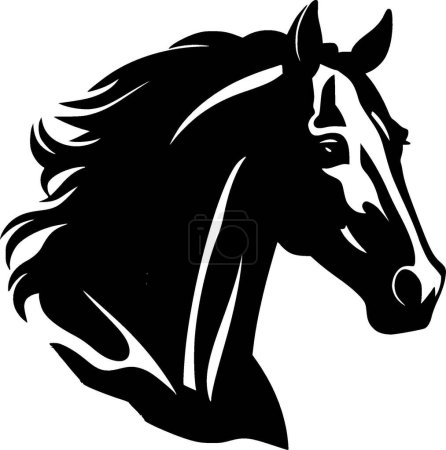 Illustration for Horse - black and white isolated icon - vector illustration - Royalty Free Image