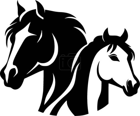 Illustration for Horses - minimalist and flat logo - vector illustration - Royalty Free Image
