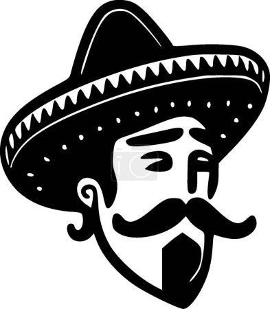 Téléchargez les illustrations : Mexicain - logo plat et minimaliste - illustration vectorielle - en licence libre de droit
