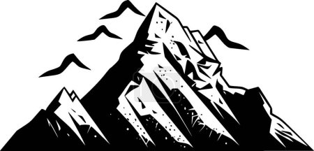 Illustration for Mountain range - black and white isolated icon - vector illustration - Royalty Free Image