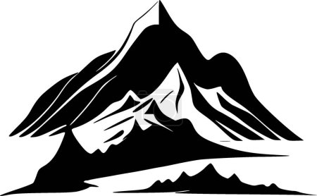Illustration for Mountains - black and white isolated icon - vector illustration - Royalty Free Image
