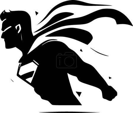 Illustration for Superhero - black and white isolated icon - vector illustration - Royalty Free Image