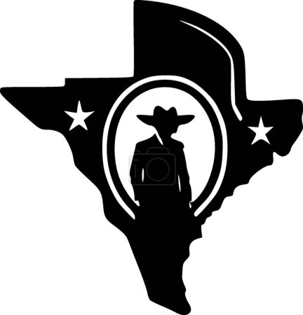 Ilustración de Texas - ilustración vectorial en blanco y negro - Imagen libre de derechos