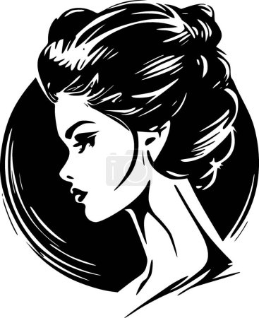 Ilustración de Mujeres - icono aislado en blanco y negro - ilustración vectorial - Imagen libre de derechos