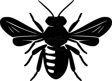 Illustration for Bee - black and white isolated icon - vector illustration - Royalty Free Image