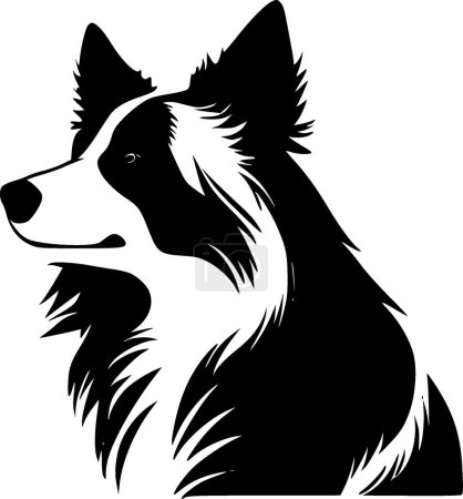 Illustration for Border collie - black and white isolated icon - vector illustration - Royalty Free Image