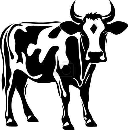 Téléchargez les illustrations : Vache - logo minimaliste et plat - illustration vectorielle - en licence libre de droit